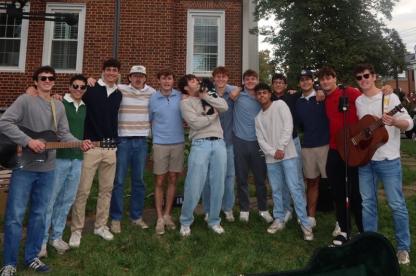 Fraternity men standing together