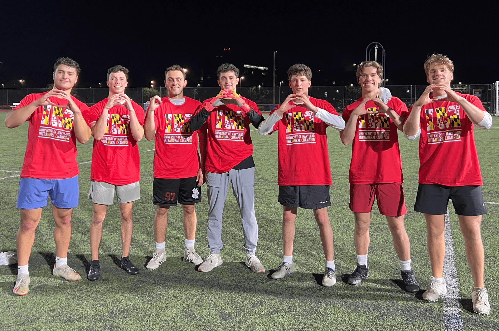 Members of Sigma Nu after winning intramurals