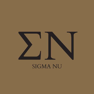 Sigma Nu letters on gold background