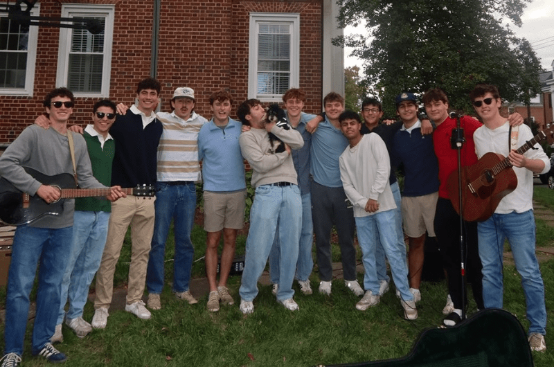 Fraternity men standing together